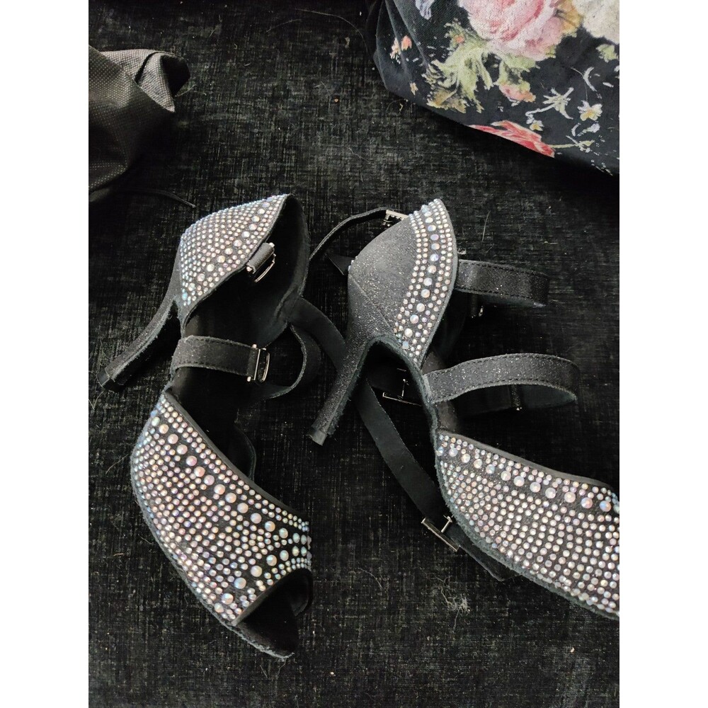 Black crystal dance shoes (sz6)